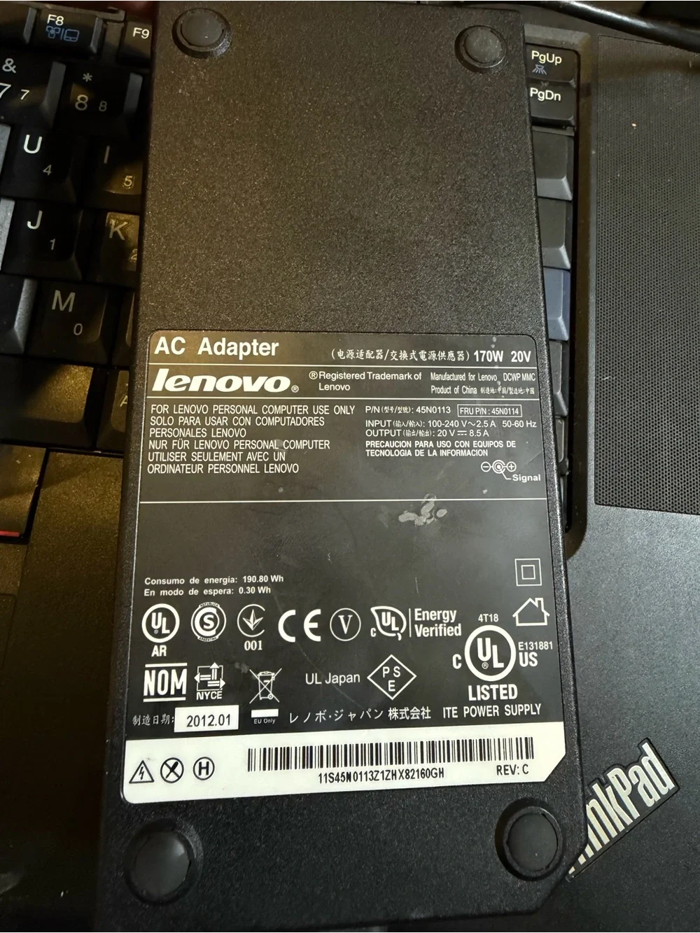 Lenovo Black AC Adapter Power Brick 170W